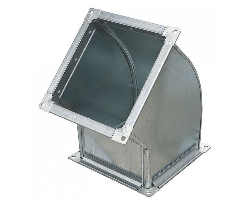 Отвод 45 прямоугольный 200х200 мм. на шине из оцинкованной стали